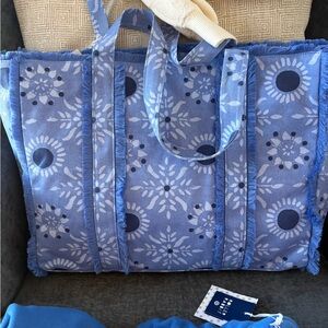 Roller Rabbit Blue and White Floral Tote